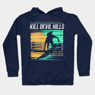 Retro Surfing Kill Devil Hills, North Carolina // Vintage Surfer Beach // Surfer's Paradise Hoodie